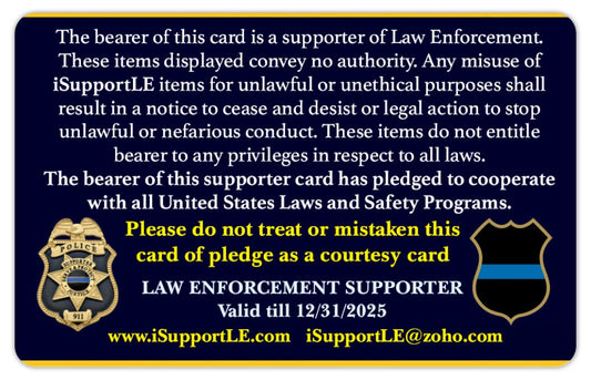 2025 Law Enforcement Supporter Pledge Card