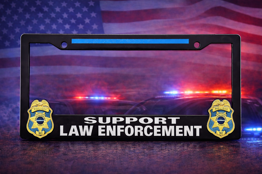Police Supporter 3D License Plate Frame- Thin Blue Line